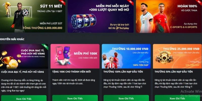 Ưu đãi và đổi thưởng là vô kể tại 11bet